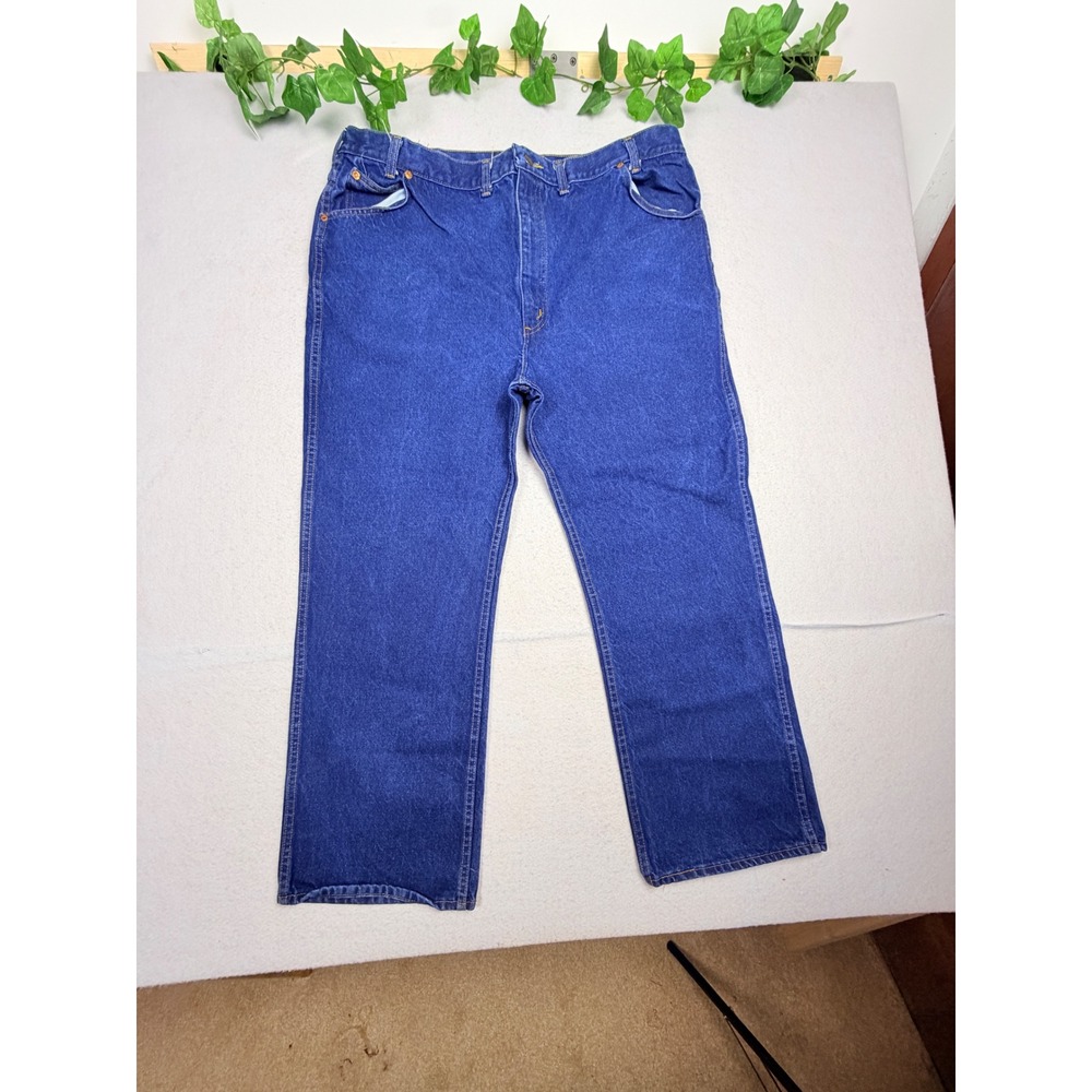 Vintage Sears Roebucks Mens Blue Denim Jeans 46x30 Straight Leg Workwear Cotton